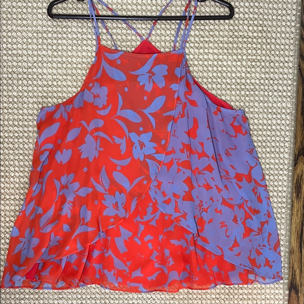 Maeve Anthropologie orange and Blue Floral Tank Top - Picture 3 of 4